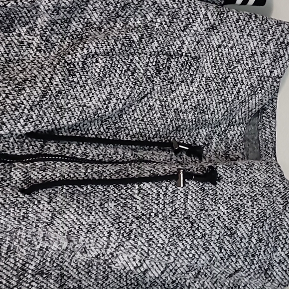 Madden NYC Black & White Zip Up Mid Length Hooded Jacket Sz. S - Picture 5 of 9